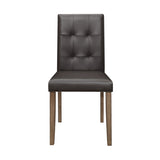 Side Chairs 2pc Set Walnut Brown Finish Wood Frame Faux Leather Back and Seat B01143831