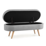 Ottoman Oval Storage Bench, Rubber Wood Legs, Grey W48764884