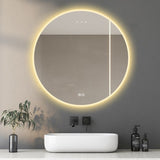 ZUN 32'' LED Round LED Bathroom Mirror with Lights-Wall Mount Vanity, Anti-Fog, 3 Color Temperature W2709P242511