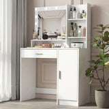 Vanity Desk with Mirror & Light, Large Drawer Three Level Storage Dresser, 3 Lighting Modes 97537038