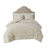 Tufted Cotton Chenille Medallion Comforter Set Taupe Full/Queen B03597175