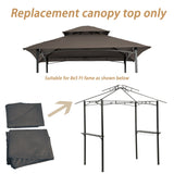 ZUN 8x5Ft Grill Gazebo Replacement Canopy,Double Tiered BBQ Tent Roof Top Cover,Brown [Sale to Temu is 94453795