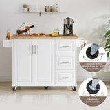 Kitchen Island with Drop Leaf Countertop, Rolling Kitchen Island Cart , Barn Door Kitchen Island W1820P195005