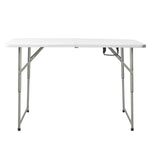 ZUN 4ft Foldable Lift Patio Plastic Table White 20009698