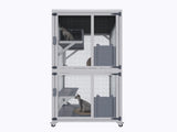 71.2" Tall Outdoor Cat Enclosure Catio with Wheels, Wooden Cat Cage, Multi-Level Cat House with 54082704