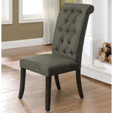 Set of 2 Upholstered Fabric Side Chairs in Antique Black and Gray B016P156581