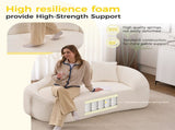 Curved Chaise Lounge Chair Indoor, Modern Chenille Sofa Couch with Deep Seat Sofa Bed with 1 Pillow, W2231P401698