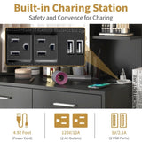 Large Makeup Vanity with Lights, Vanity Table with Charging Station, Vanity Desk with Mirror and 10 53245964