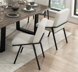 Black Metal Base Contemporary Side Chairs Set of 2pc, Cream Fabric Upholstered Dining Furniture B011P285337