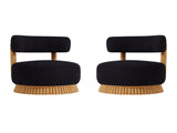 Modern 27.5" W Farmhouse Armless Chair Set of 2, Wooden Base Featuring Thatched Roof Rod Design, 22824602