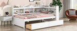 ZUN Twin Bed with L-shaped Bookcases,Drawers ,White 06066323