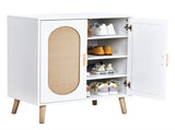 2-door vertical shoe cabinet particle board plastic rattan white frame original wood rattan 97933148