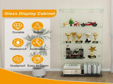 4-Tier Glass Display Cabinet with 5 Dynamic LED Modes, Double Doors & Fixed Shelves for Easy Access, W2700P353067