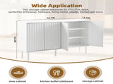 ON-TREND Minimalist Shoe Cabinet with 5 Solid Wood Legs, Cream Style Sideboard Buffet Cabinet with N721P205785K