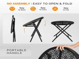 18 inch Folding Side Table, Metal Steel Outdoor Round Coffee Table with Flower Cutouts for 13730271