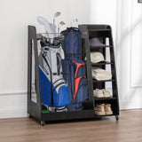 Golf Bag for Garage, Premium Wooden Golf Clubs Storage Rack Fit 2 Golf Bags, Golf Trunk W1422P296350