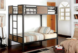 Black Finish Twin Over Twin Industrial Style Bunk Bed Metal Structure With Wooden Panel Attached B2741P353068