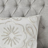 3 Piece Tufted Cotton Chenille Comforter Set Ivory/Taupe King/Cal King B03597182