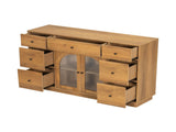 Cabinet with storage for living and dining room entrance, large size, 2 doors and 7 drawers, Natural N780P330601N