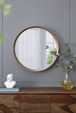 31.5" Round Pine Wood Mirror, Wall Mounted Mirror Home Decor for Bathroom Living Room W2078P152649