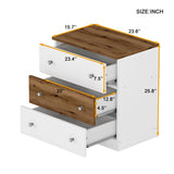 3-Drawer Wooden Nightstand with Colorblock Design and Metal Handle, Wood Side Table with Storage N733P187496D