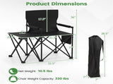 Oversized Foldable Camping Chair with Side Table & Cup Holder, 330 LBS Capacity for Outdoor 56987289