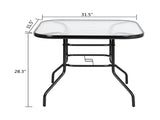Outdoor Dining Table Square Toughened Glass Table Yard Garden Glass Table 90130627