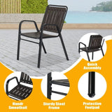 ZUN 3-Piece Patio Bistro Set, Outdoor Furniture Set with 2 Stackable Patio Dining Chairs and Glass 31111029