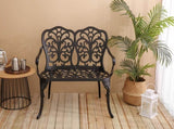 Patio Garden Bench Metal Park Bench Cast Aluminum Outdoor Furniture with Floral Rose for 51501438