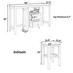 ZUN Farmhouse Rustic 3-piece Counter Height Wood Dining Table Set with Cabinet,2 Storage Drawers and 2 33062612