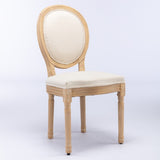 ZUN A&A Furniture,French Style Solid Wood Frame Antique Painting Linen Fabric Back Dining Chair,Set of W1143141070