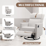 ZUN Modern Upholstered Rocker Nursery Chair Plush Seating Glider Swivel Recliner Chair, Beige 06954011