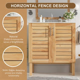 30" Antique Bathroom Vanity with Ceramic Sink, Mid-Century Modern Bathroom Vanity Cabinet with 2 N817P245326N