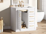 24" Bathroom Vanity with Integrated Ceramic, Bathroom Cabinet with 1 Door, 3 Drawers, Single N710P341038K