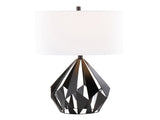 me Tri 28" Contemporary Metal Table Lamp in Matte Black Metal with White Linen Shade from Grandview B202P224044