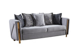 Chanelle Thick Velvet Fabric Upholstered Sofa Made With Wood in Gray B009P153973