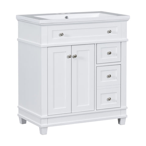 ZUN 30" Bathroom Vanity Cabinet Sink Combo Set, Undermount Resin Sink, Free Standing Vanity Set 43926578