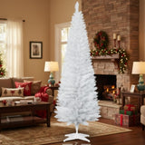 6FT Christmas Tree Slim Pencil Artificial Plant 390 Realistic Branch Tips Plastic Stand White Indoor 68373116