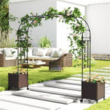 80" Garden Arch Trellis with 2 Planter Boxes and Lockable Wheels 51837950