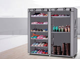 Double Rows 9 Lattices Combination Style Shoe Cabinet Gray 63823793