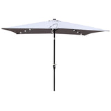 ZUN 10 x 6.5t Rectangular Patio Solar LED Lighted Outdoor Umbrellas with Crank and Push Button Tilt for W65642332