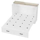 Queen Size Farmhouse Murphy Cabinet Bed with Charging Station, Foldable Platform Bed with Large 10043440