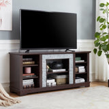 ZUN TV Media Stand with with Faux Stacked Stone Surround, Modern Entertainment Console with Open Storage W1758P187684