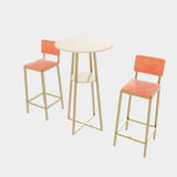 Bar table and chairs three piece set, gold frame, sponge made seat cushions and backrests, bar table W3064P245388