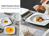 9.25 Inch Square Pasta Bowls Set of 6, 17oz White Porcelain Soup Plates, Microwave & Dishwasher Safe 15883057