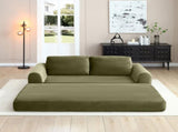 2-in-1 Folding Convertible Sofa Bed, Modern Corduroy Sleeper Couch with 2*pillows, Futon Modular W1117P417299