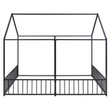 Metal Twin Size House Platform Beds, Two Shared Beds, Black MF307505AAB
