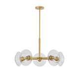 Modern Gold 5-Light Sputnik Chandelier with Clear Glass Shades, Mid-Century Hanging Pendant Light W1340P233172