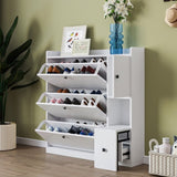 ON-TREND Versatile Tipping Bucket Shoe Cabinet with 3 Flip Drawers, Maximum Storage Entryway WF308545AAK