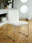 ZUN White Color Leatherette 2pcs Dining Chairs Chrome Metal Legs Dining Room Side Chairs B011136660